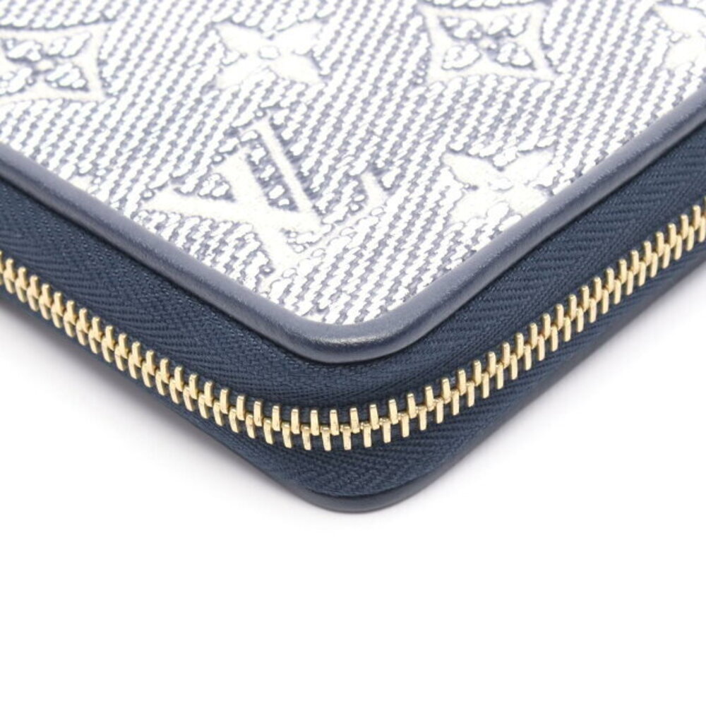 Louis Vuitton Zippy Wallet Jacquard Long Leather White Navy Blue - Picture 6 of 6